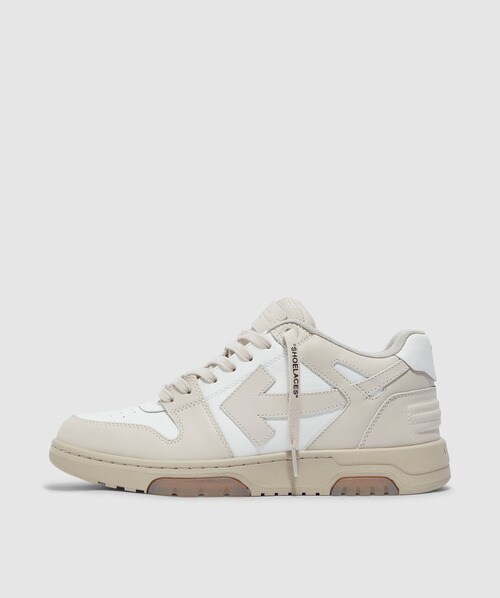 Off-white Out Of Office White Panelled Leather Sneakers In Beige/white