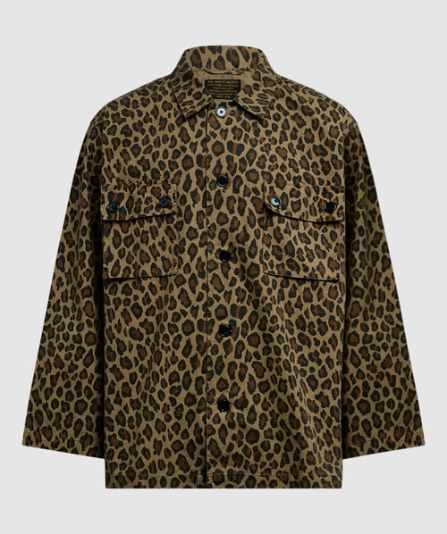 Wacko Maria Leopard Army Shirt In Beige | ModeSens