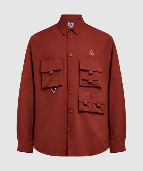 Nike Men's  Acg Dri-fit Uv "devastation Trail" Top In Mars Stone/(gold Suede)