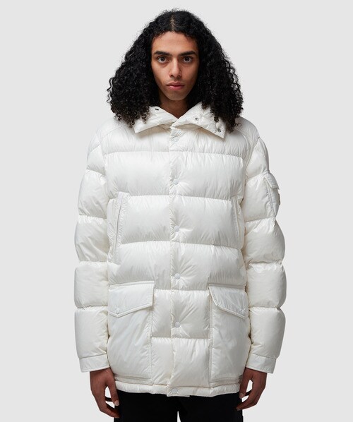 Shop Moncler Chiablese Long Parka Jacket In White