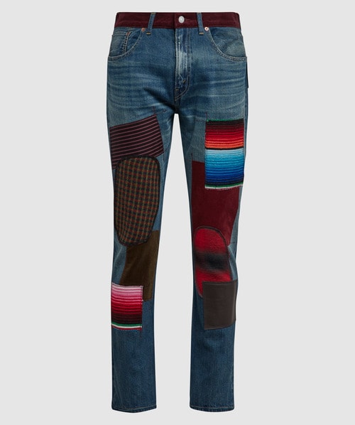 Junya Watanabe Patchwork-design Slim-cut Jeans In Blue/multi