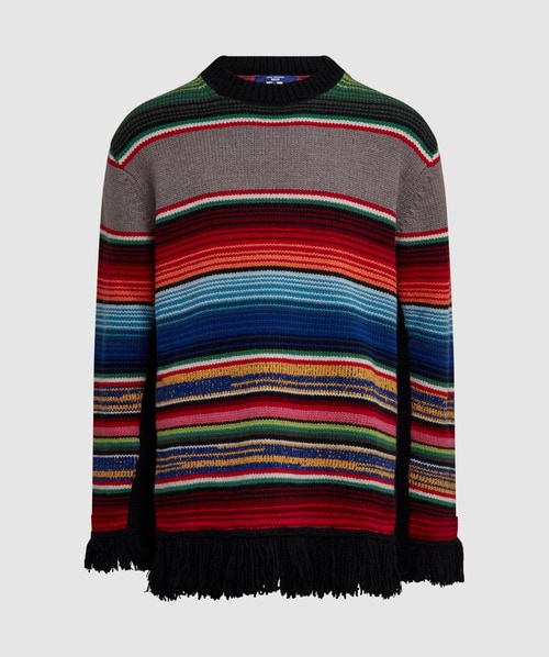 Junya Watanabe Striped-knit Crew-neck Jumper In Multi