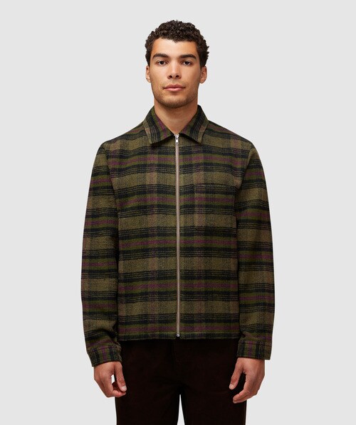 Stussy Reed Wool Plaid Zip Shirt In Green | ModeSens