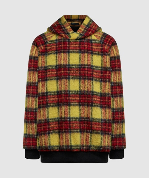 Undercover Plaid-check Print Hoodie In Yellow