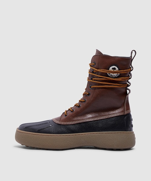 Shop Moncler Genius X Palm Angels Winter Gommino Ankle Boot In Brown