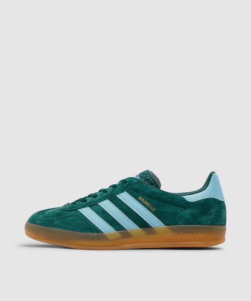 Adidas Originals Gazelle Indoor Sneakers In Collegiate Green/hazy Sky/victory Gold