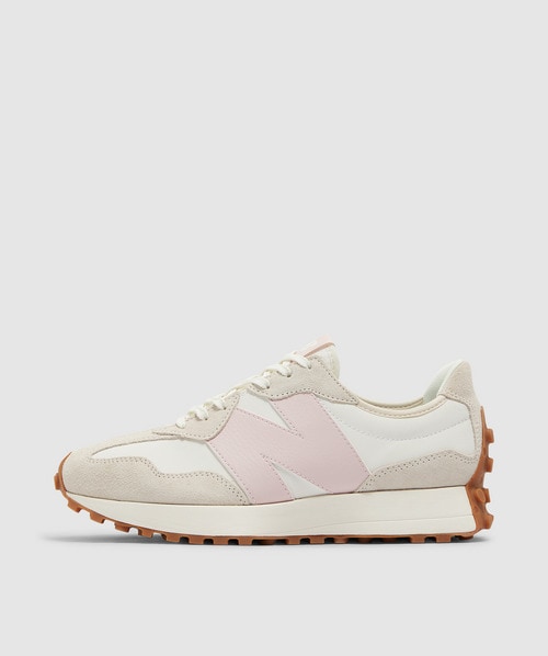 New Balance 327 Sneaker In White/dusty Pink/gum