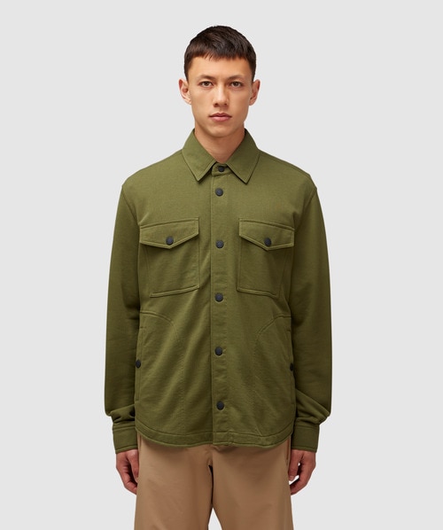 Moncler Grenoble Jersey Overshirt In Khaki