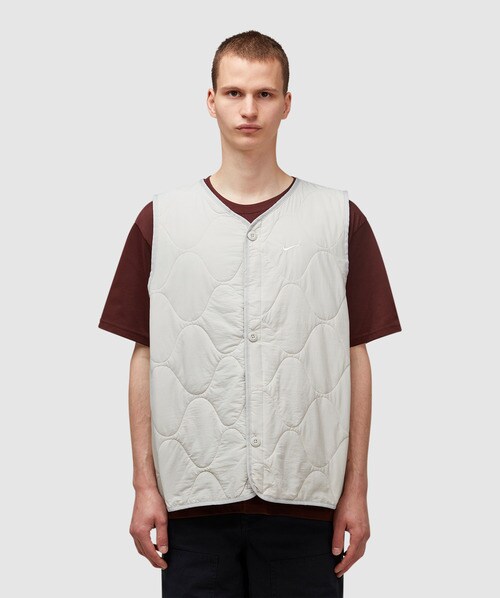 Nike Woven Insulated Military Waistcoat In Lt Iron Ore/white