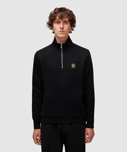 Belstaff Quarter Zip Sweatshirt Black In Black