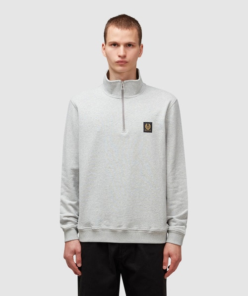 BELSTAFF QUARTER ZIP PATCH SWEATSHIRT