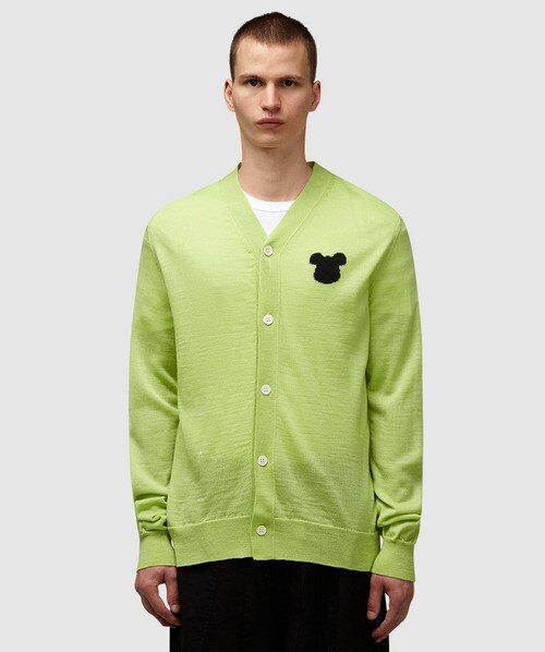 Comme Des Garçons Shirt Mickey Mouse V-neck Cardigan In Green