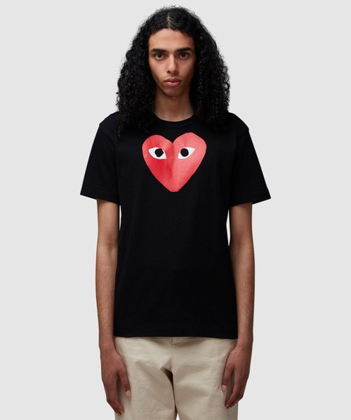 Shop Comme Des Garçons Play Central Heart Logo T-shirt In Black