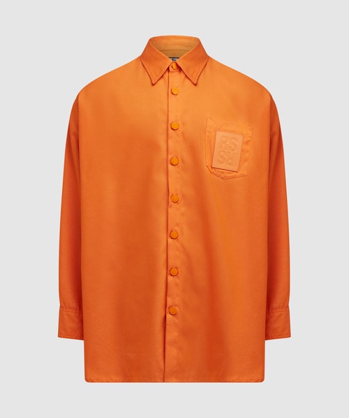 Raf Simons Oversized Denim Shirt In Orange