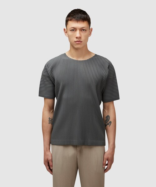 Issey Miyake Pleats T-shirt In Dark Gray
