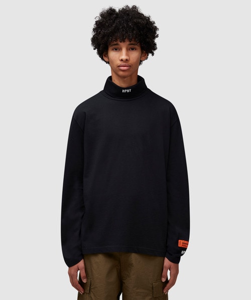 Shop Heron Preston Hpny Embroidered Rollneck Long Sleeve T-shirt In Black White