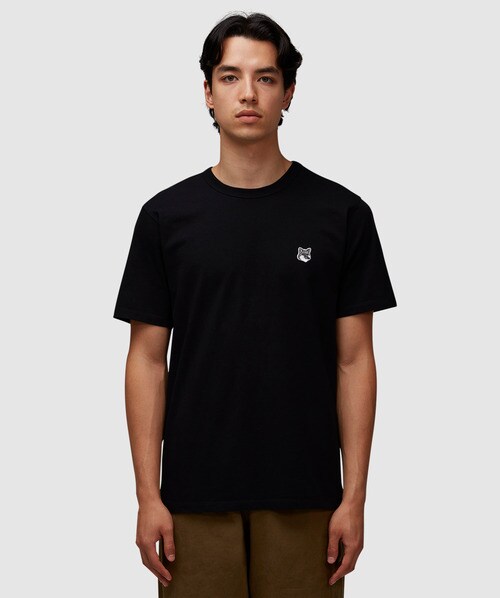 Maison Kitsuné Black T-shirt With Fox Head Patch In Cotton In Black