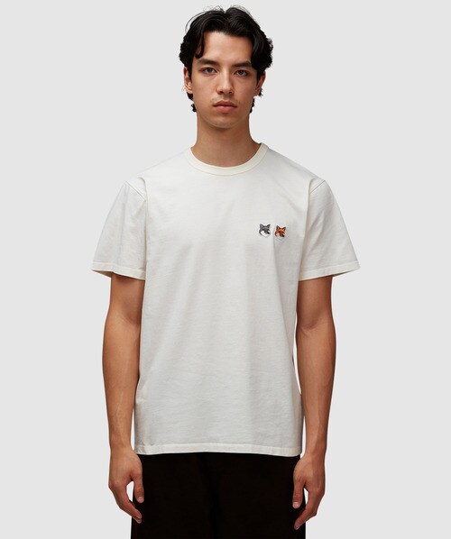 Maison Kitsuné Double Fox Head Patch Classic T-shirt In Latte