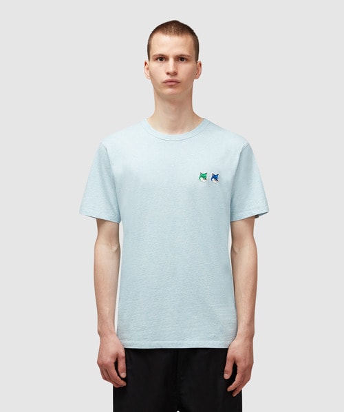 Maison Kitsuné Double Monochrome Fox Head Patch Classic Tee-shirt In Blue Haze