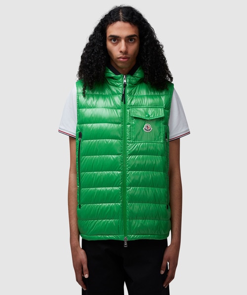 Shop Moncler Ragot Hooded Gilet Vest In Green