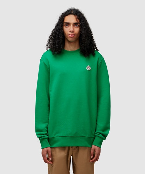 Moncler Logo-patch Cotton Sweatshirt In Green