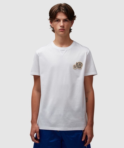 Shop Moncler Double Badge T-shirt In White