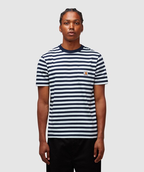 Carhartt Scotty Pocket T-shirt In Scotty Stripe, Atom Blue / Icarus