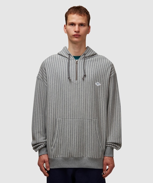 Puma X Nanamica Striped Hoodie In Medium Grey Heather-heather