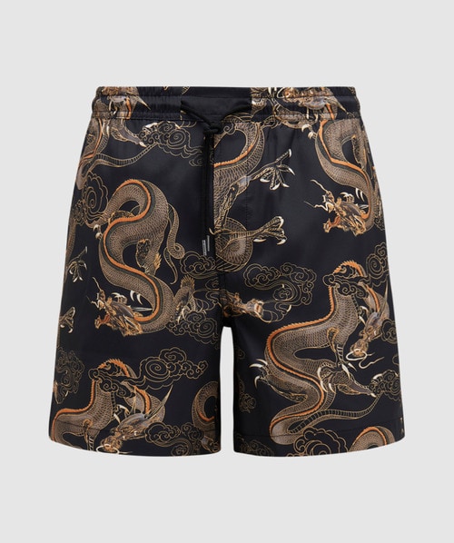 Maharishi Thai Dragon Swim Shorts In Black