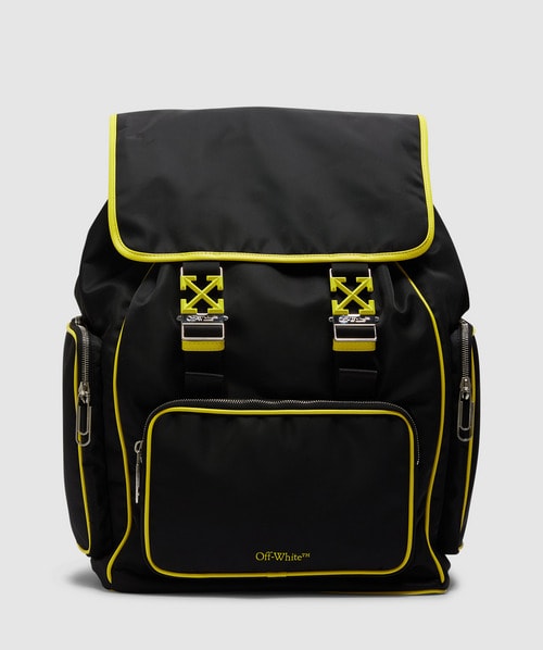 Off-white Arrow Tuc 37 Backpack In Black Light Green