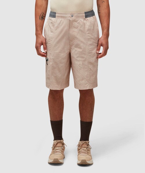 Adidas Terrex X And Wander Logo Print Technical Shorts Male Beige In Wonder Taupe