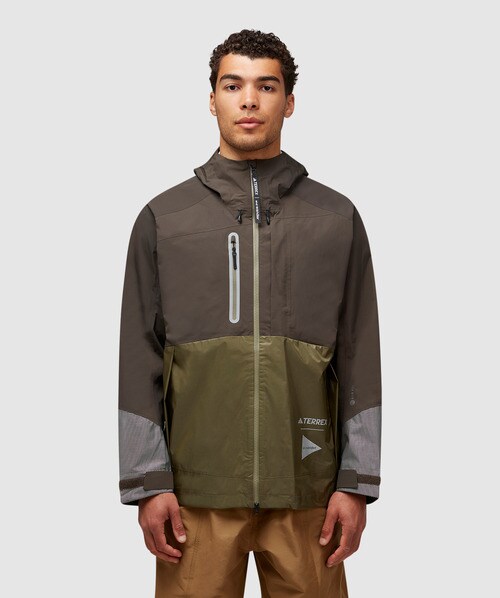 Adidas Terrex X And Wander Xploric Rain Jacket Male Green In Shadow Olive/olive Strata