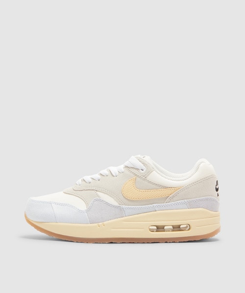 Nike Air Max 1 87 Leather And Textile Low-top Trainers In Lt Bone/pale Vanilla-sail-football Grey-cobalt Bli