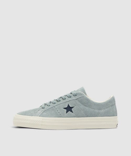 Converse One Star Pro Canvas-trimmed Suede Sneakers In Tidepool Grey/navy/egret