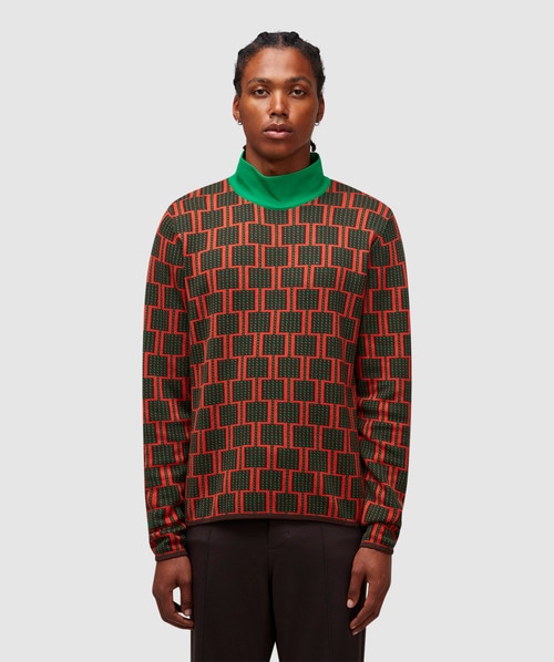 Adidas X Wales Bonner High-neck Abstract Cotton-blend Jumper In Multicolor