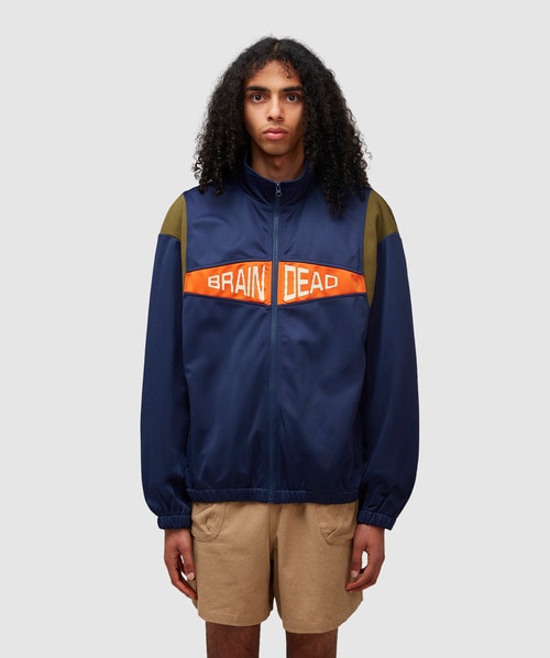 Brain Dead Alonzo Paneled Rib Track Jacket In Navy