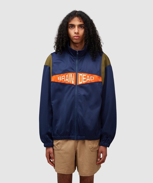 Shop Brain Dead Alonzo Panelled Rib Track Jacket In Navy