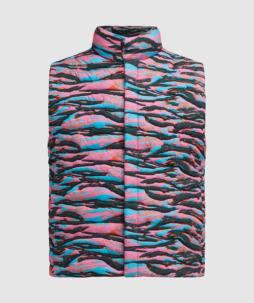 Erl Printed Quilted Cotton-jacquard Down Gilet In Green