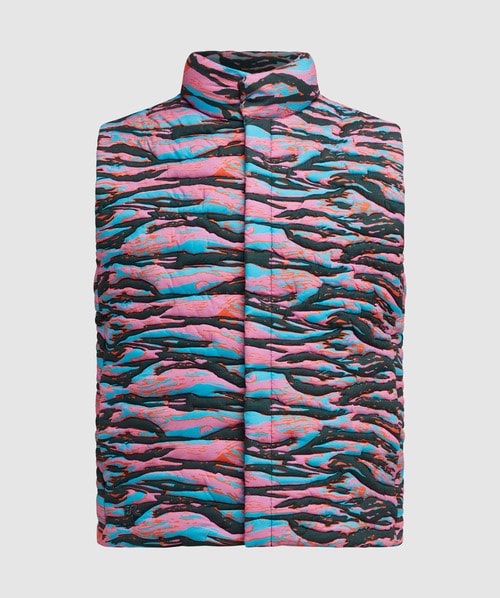 Shop Erl Tiger Rave Printed Puffer Vest In Green