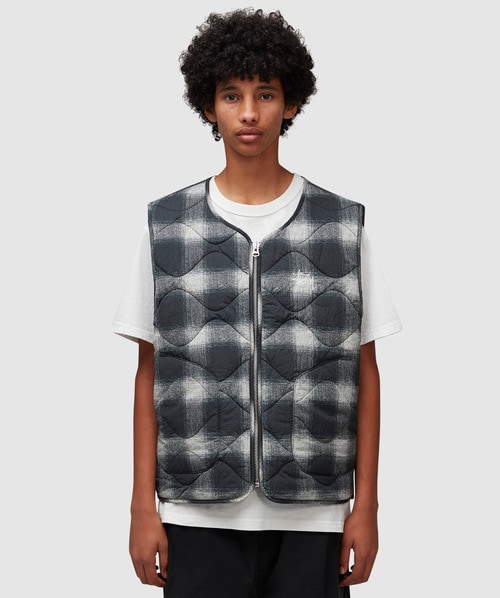 Stussy Plaid Nylon Liner Vest In Black | ModeSens