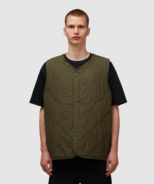 Nike Life Woven Insulated Military Vest In Cargo Khaki/(white)