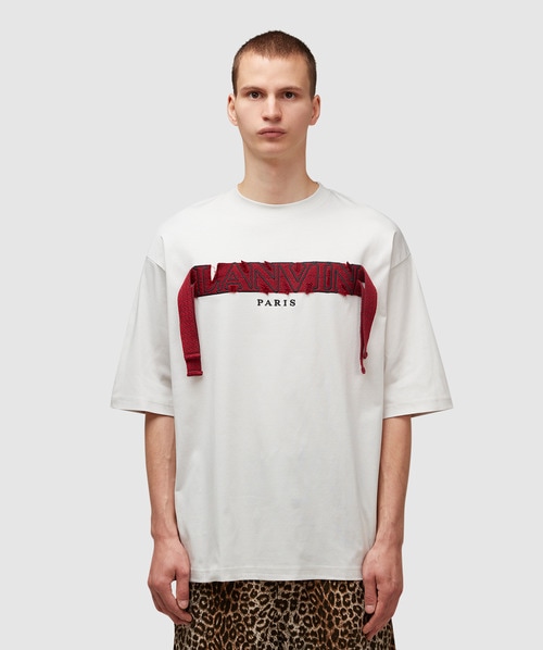 Lanvin Curb Embroidered T-shirt In Mastic