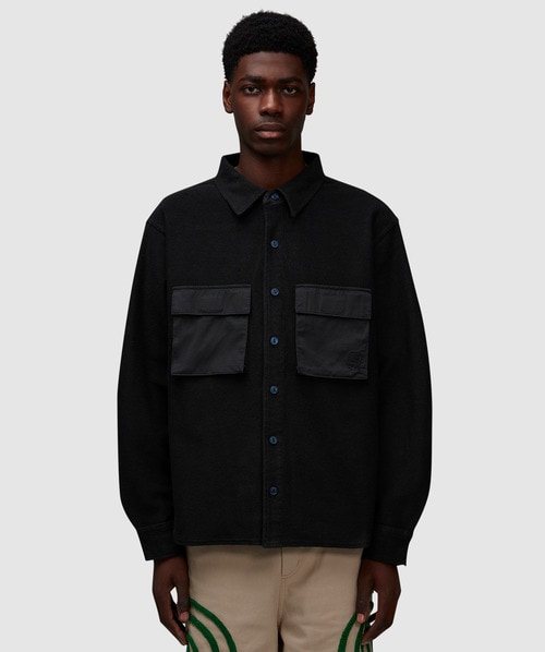 Brain Dead Cpo French Terry Sateen Shirt In Washed Black