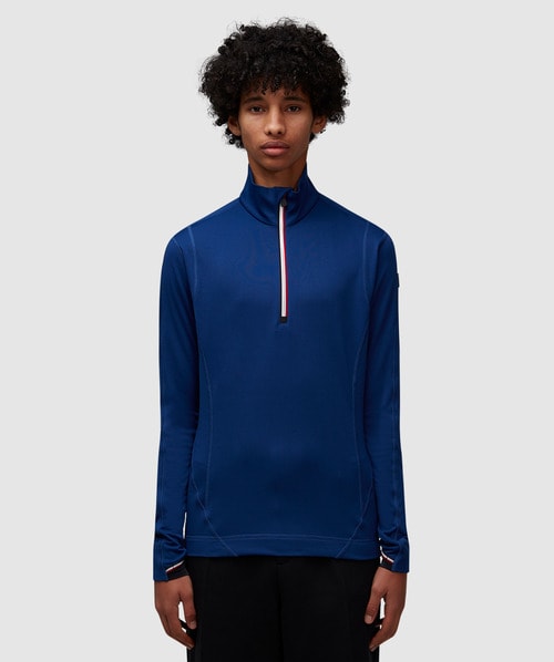 Moncler Base Layer Polo Neck Sweatshirt In Blue