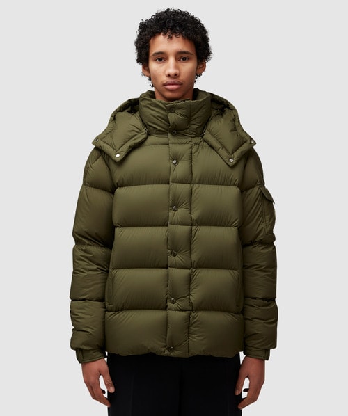 Shop Moncler Vezere Short Down Jacket In Khaki