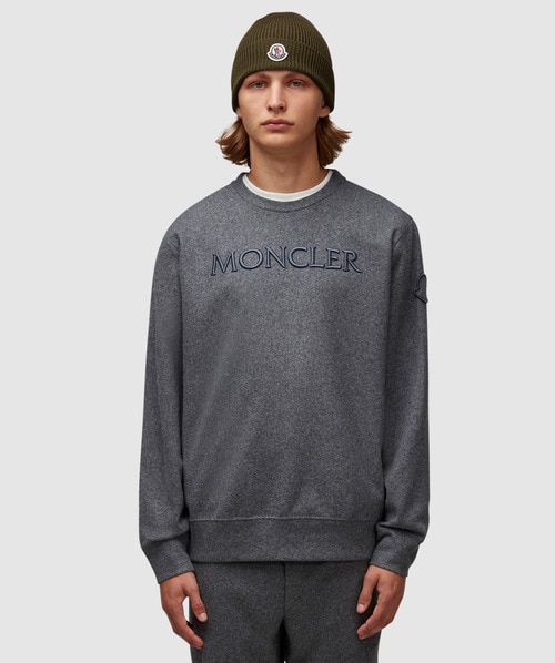 Moncler Text Logo Sweatshirt In Navy