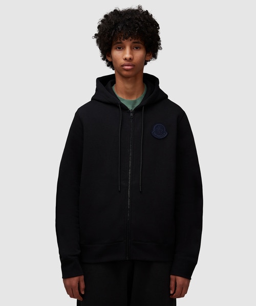 Shop Moncler Zip Up Hoodie In Black