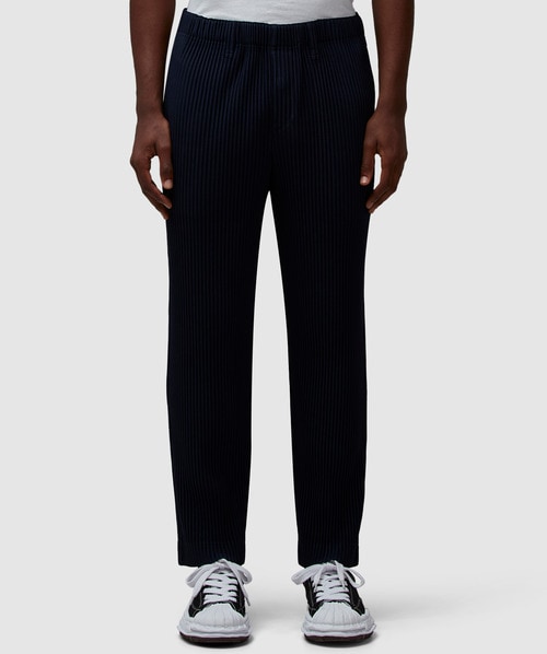 Issey Miyake Basic Pleats Straight Leg Trouser In Navy