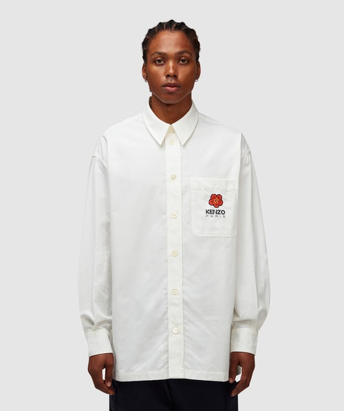 Shop Kenzo Boke Crest Oversized Shirt In Off White