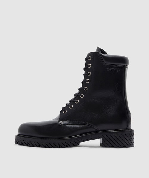 Off White C/o Virgil Abloh Combat Lace Up Boot In Black Black